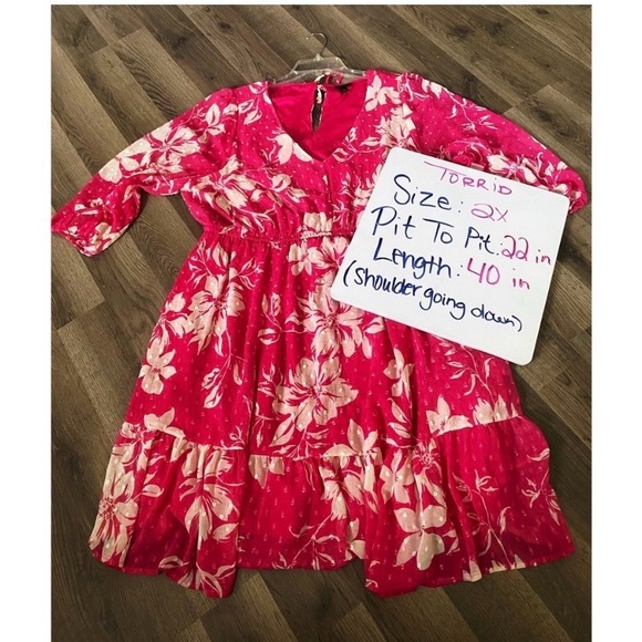 TORRID Hot Pink Floral Clip Dot Dress - Picture 9 of 9